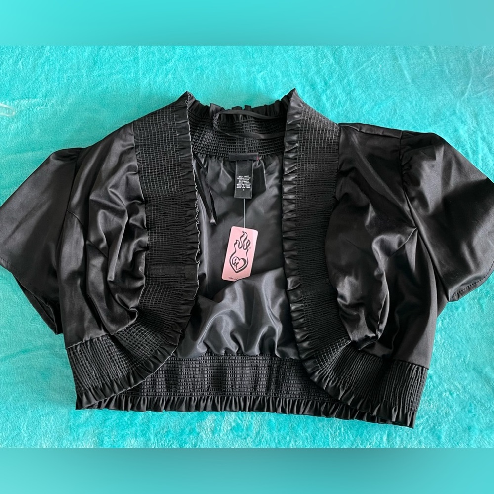 Torrid black satin shrug